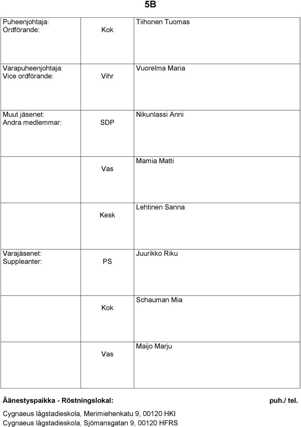 Maijo Marju Cygnaeus lågstadieskola, Merimiehenkatu 9,