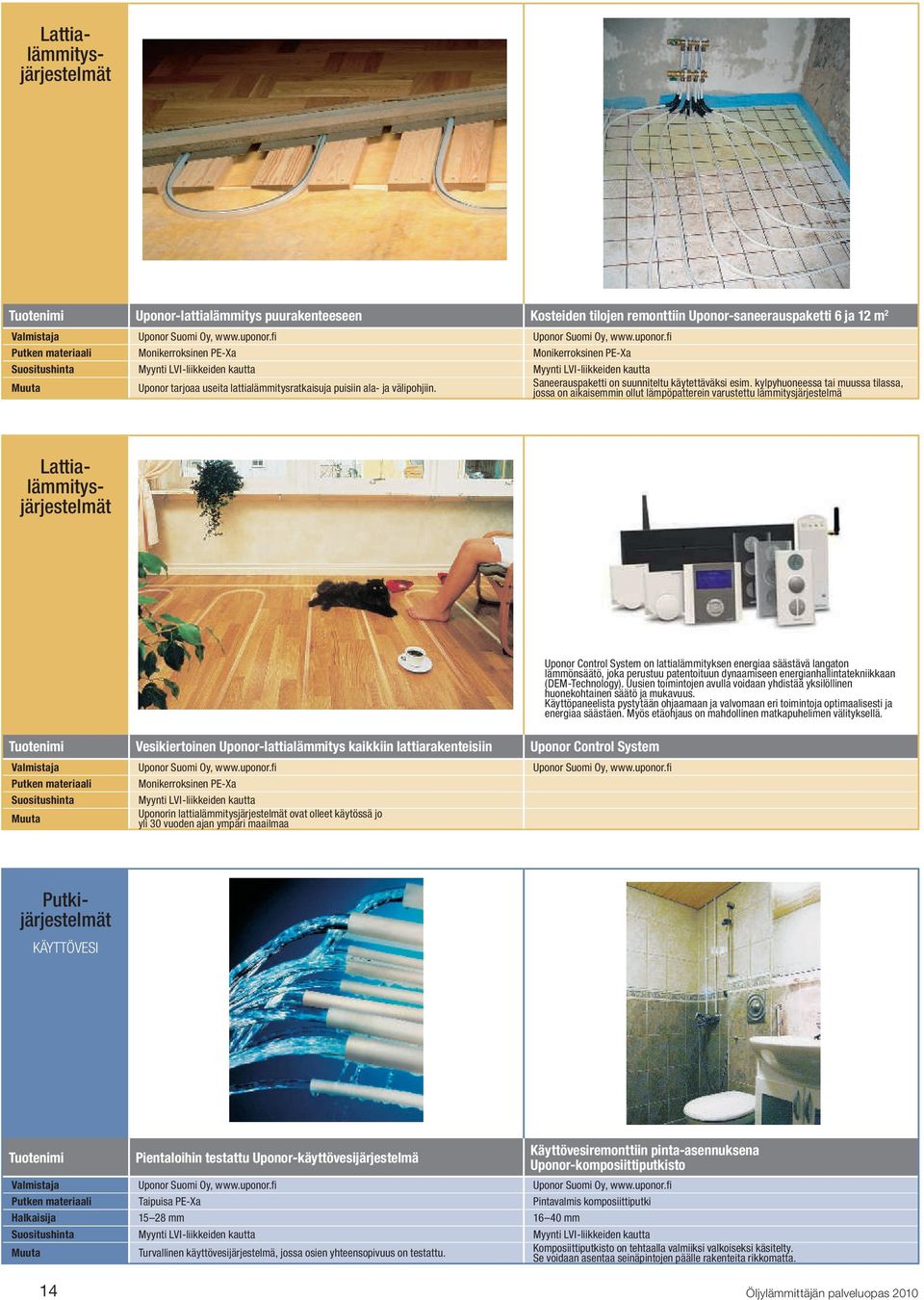 fi Putken materiaali Monikerroksinen PE-Xa Monikerroksinen PE-Xa Suositushinta Myynti LVI-liikkeiden kautta Myynti LVI-liikkeiden kautta Uponor tarjoaa useita lattialämmitysratkaisuja puisiin ala- ja