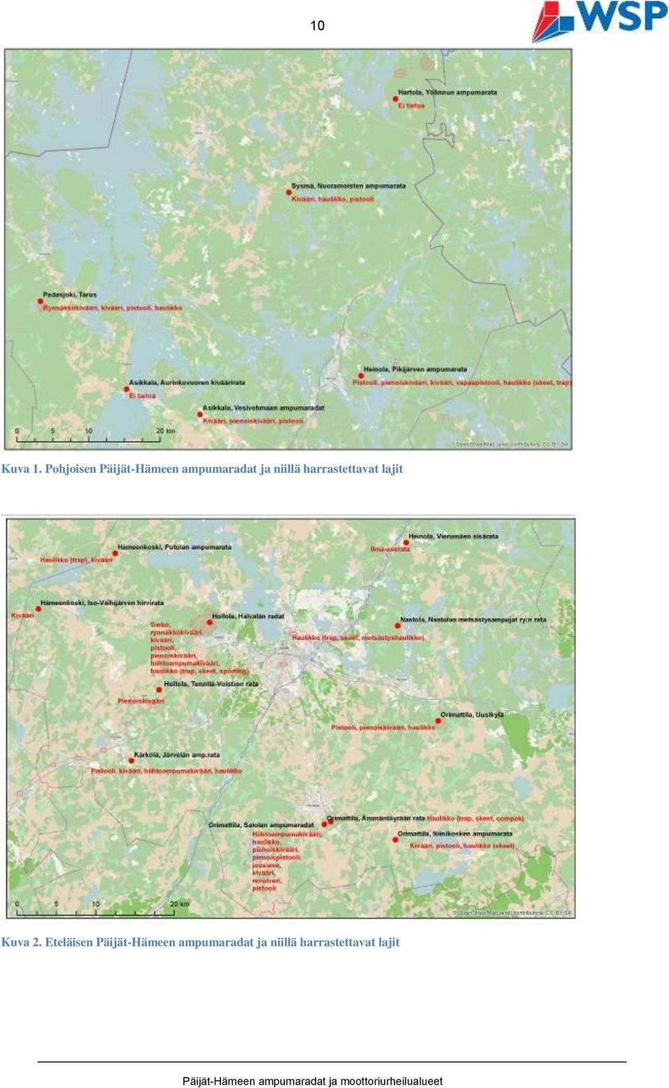 ja niillä harrastettavat lajit Kuva 2.