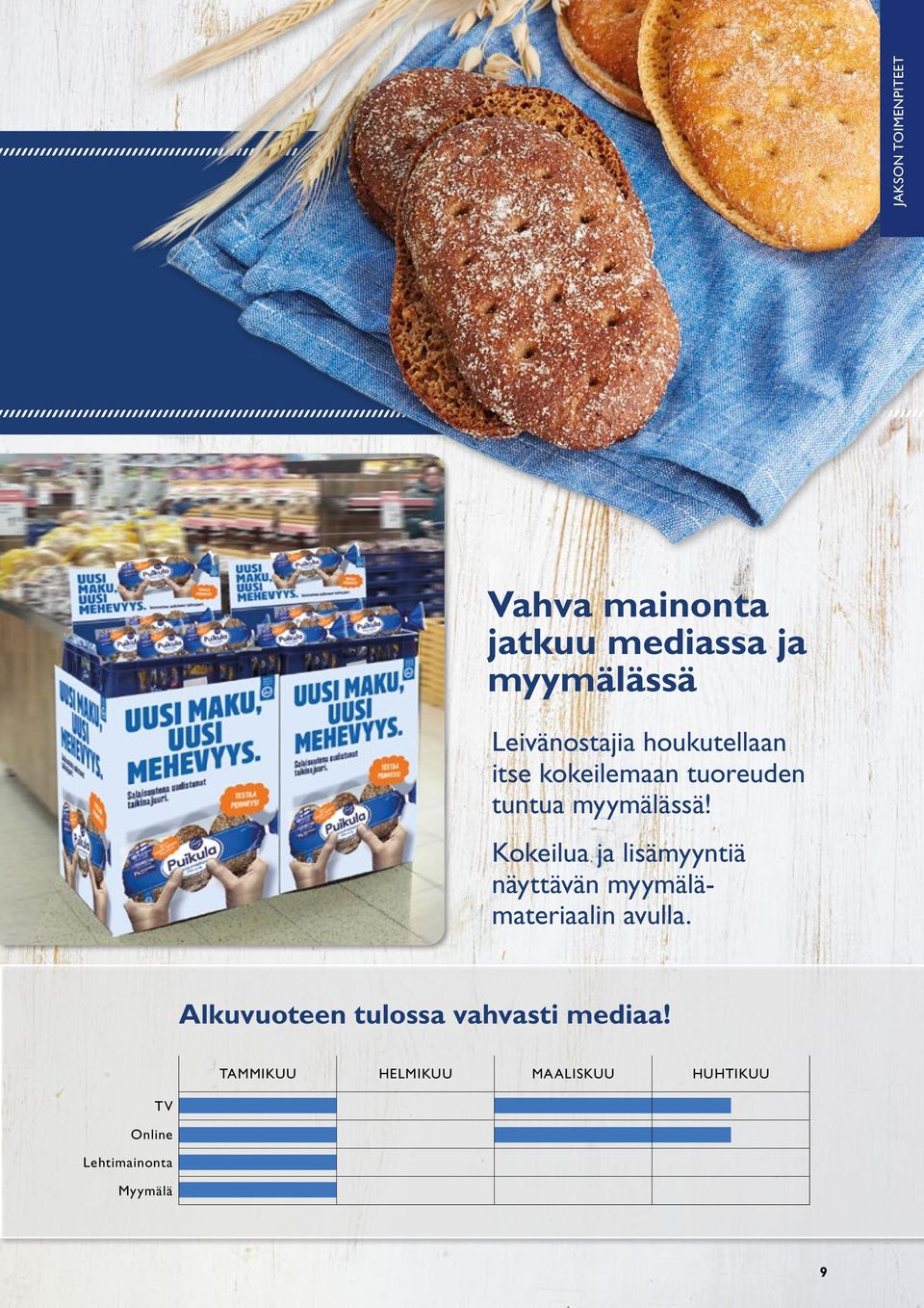 Kokeilua ja lisämyyntiä näyttävän myymälämateriaalin avulla.