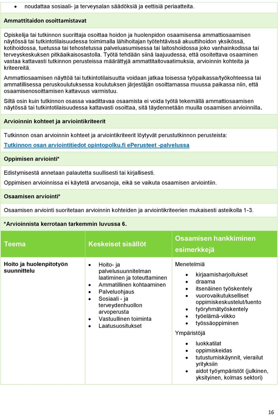 akuuttihoidon yksikössä, kotihoidossa, tuetussa tai tehostetussa palveluasumisessa tai laitoshoidossa joko vanhainkodissa tai terveyskeskuksen pitkäaikaisosastolla.