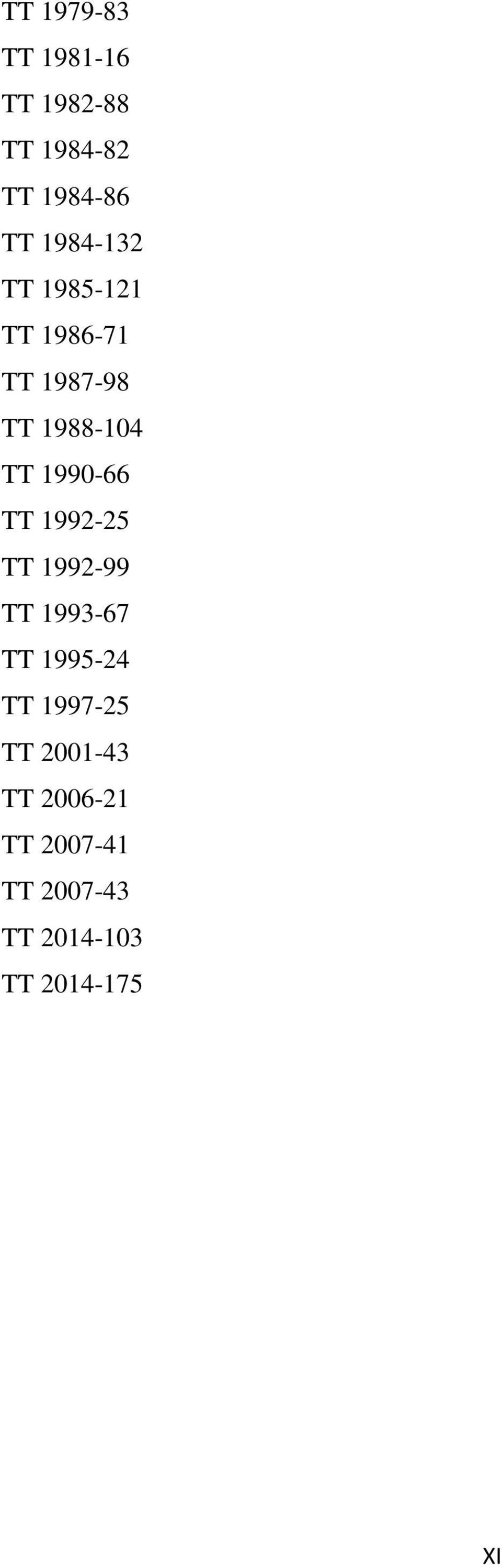 1990-66 TT 1992-25 TT 1992-99 TT 1993-67 TT 1995-24 TT 1997-25