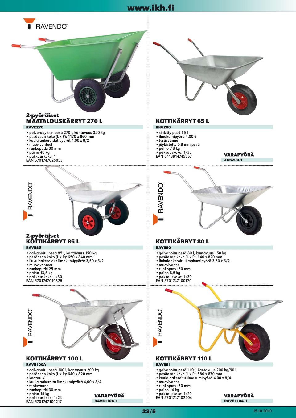 00-6 teräsvanne jäykistetty 0,8 mm pesä paino 7,8 kg /35 EAN 6418914745667 VARAPYÖRÄ XK6200-1 2-pyöräiset KOTTIKÄRRYT 85 L RAVE85 galvanoitu pesä 85 l, kantavuus 150 kg pesäosan koko (L x P): 650 x