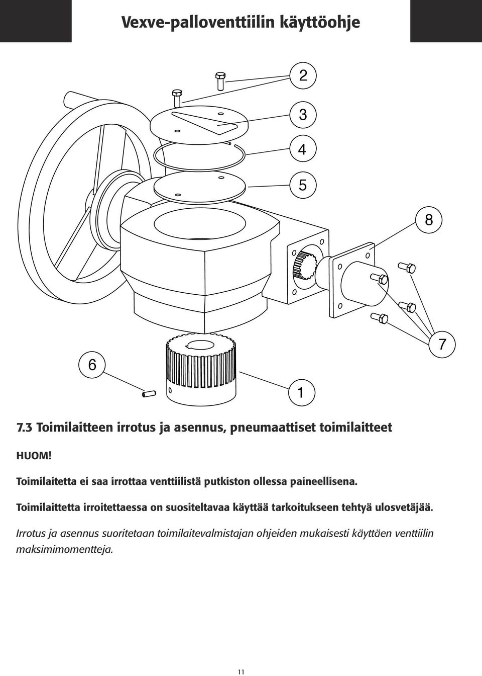 Toimilaittetta irroitettaessa on suositeltavaa käyttää tarkoitukseen tehtyä ulosvetäjää.