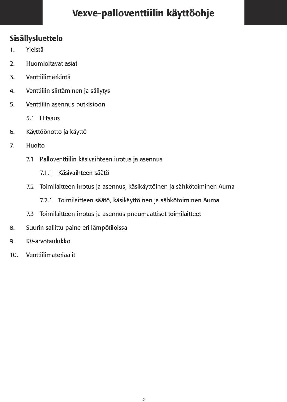 2 Toimilaitteen irrotus ja asennus, käsikäyttöinen ja sähkötoiminen Auma 7.2.1 Toimilaitteen säätö, käsikäyttöinen ja sähkötoiminen Auma 7.