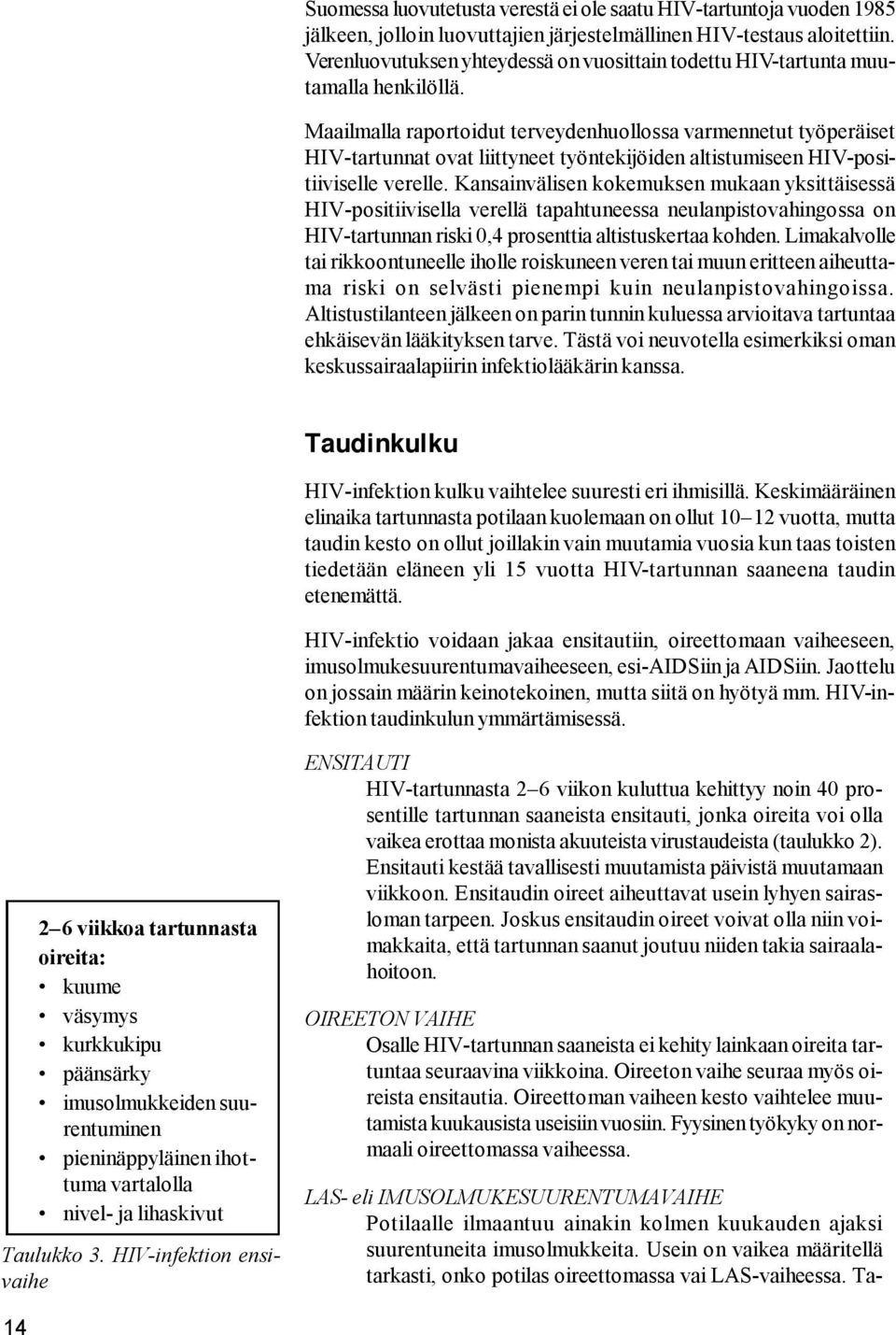 Maailmalla raportoidut terveydenhuollossa varmennetut työperäiset HIV-tartunnat ovat liittyneet työntekijöiden altistumiseen HIV-positiiviselle verelle.