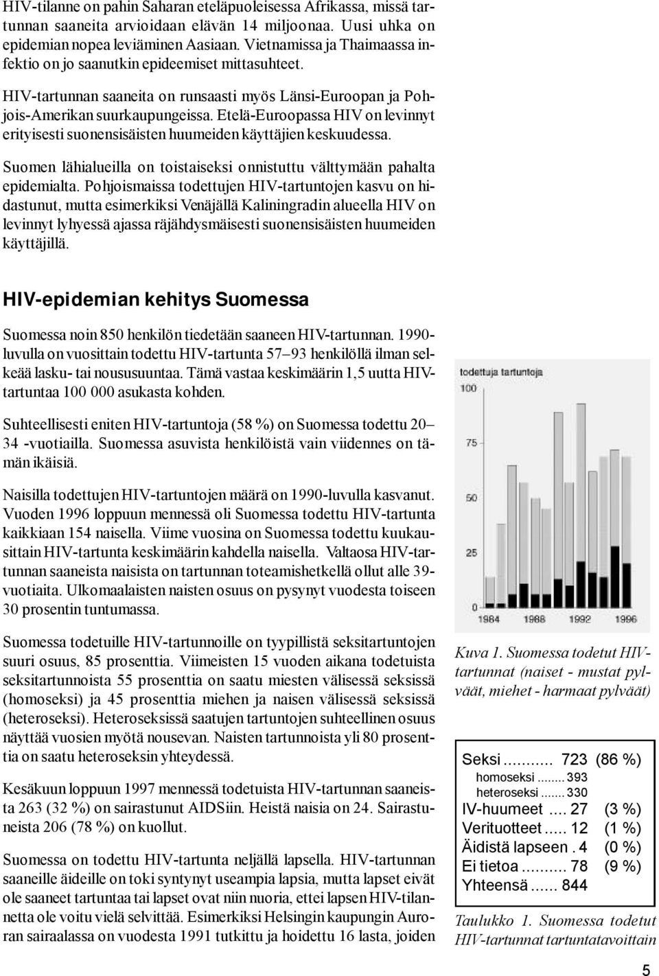 Etelä-Euroopassa HIV on levinnyt erityisesti suonensisäisten huumeiden käyttäjien keskuudessa. Suomen lähialueilla on toistaiseksi onnistuttu välttymään pahalta epidemialta.