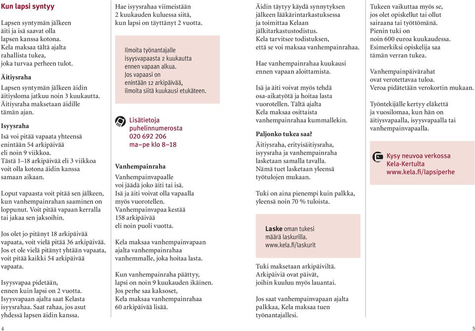 Isyysraha Isä voi pitää vapaata yhteensä enintään 54 arkipäivää eli noin 9 viikkoa. Tästä 1 18 arkipäivää eli 3 viikkoa voit olla kotona äidin kanssa samaan aikaan.