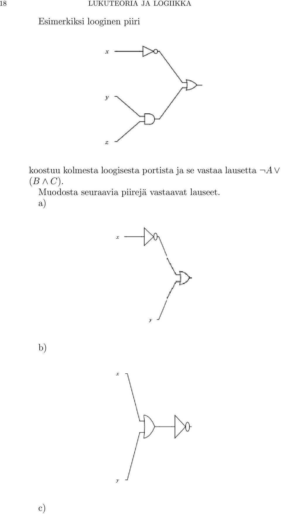 portista ja se vastaa lausetta A (B C).