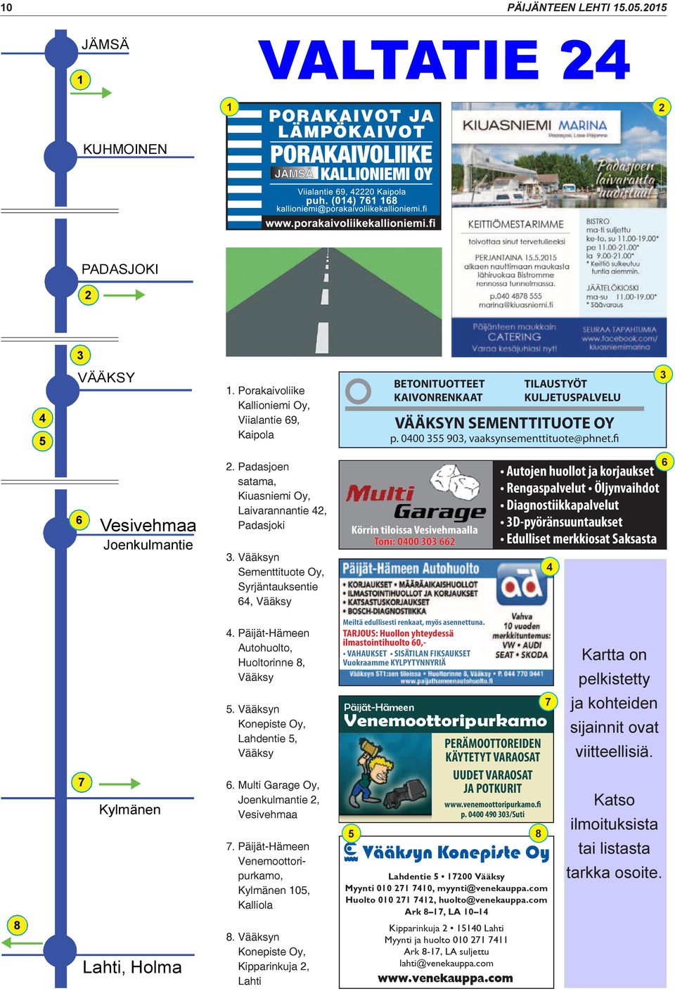 fi 3 6 Vesivehmaa Joenkulmantie 2. Padasjoen satama, Kiuasniemi Oy, Laivarannantie 42, Padasjoki 3.