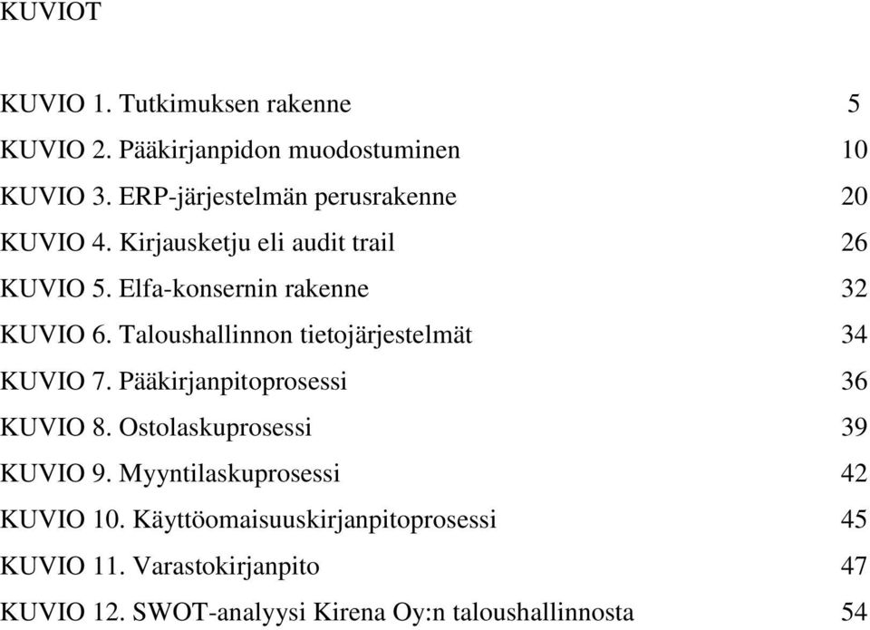 Taloushallinnon tietojärjestelmät 34 KUVIO 7. Pääkirjanpitoprosessi 36 KUVIO 8. Ostolaskuprosessi 39 KUVIO 9.