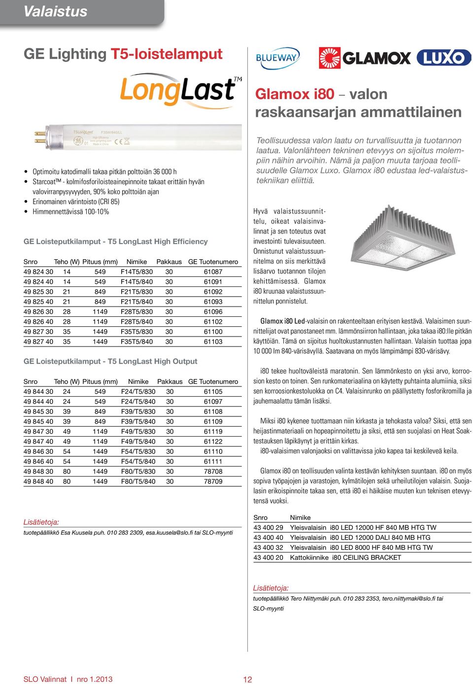 Pakkaus GE Tuotenumero 49 824 30 14 549 F14T5/830 30 61087 49 824 40 14 549 F14T5/840 30 61091 49 825 30 21 849 F21T5/830 30 61092 49 825 40 21 849 F21T5/840 30 61093 49 826 30 28 1149 F28T5/830 30