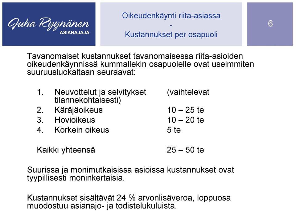 Käräjäoikeus 10 25 te 3. Hovioikeus 10 20 te 4.