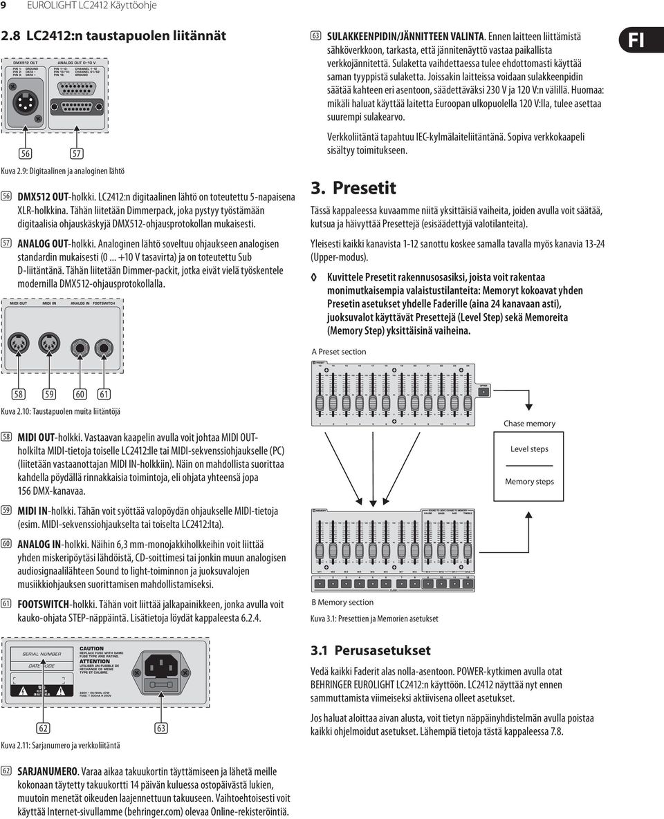 (57) ANALOG OUT-holkki. Analoginen lähtö soveltuu ohjaukseen analogisen standardin mukaisesti (0... +10 V tasavirta) ja on toteutettu Sub D-liitäntänä.