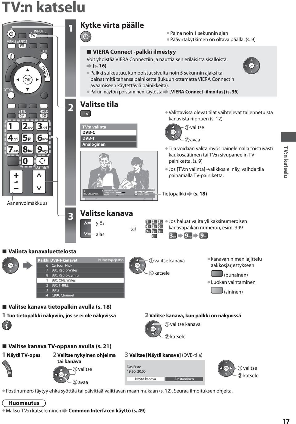 16) Palkki sulkeutuu, kun poistut sivulta noin 5 sekunnin ajaksi tai painat mitä tahansa painiketta (lukuun ottamatta VIERA Connectin miseen käytettäviä painikkeita).