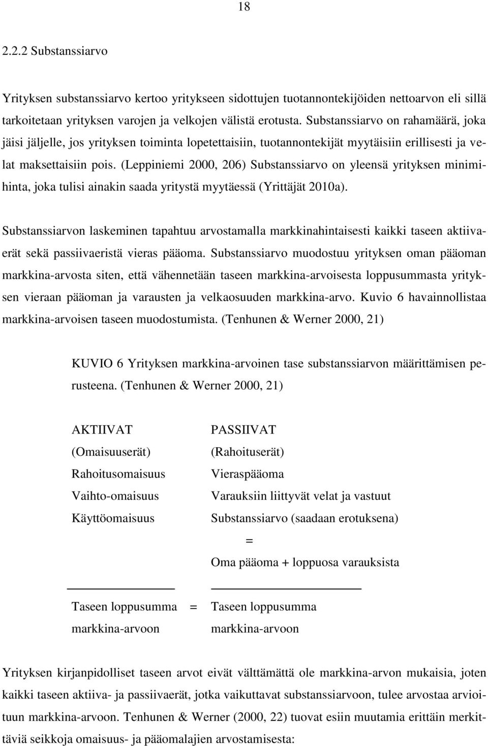 (Leppiniemi 2000, 206) Substanssiarvo on yleensä yrityksen minimihinta, joka tulisi ainakin saada yritystä myytäessä (Yrittäjät 2010a).