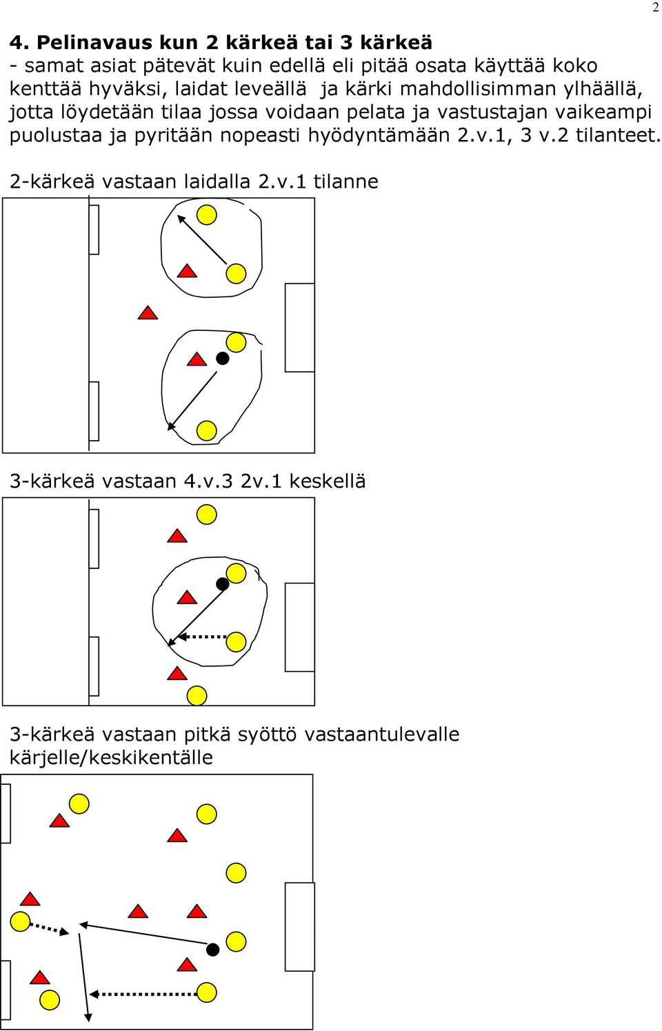 vastustajan vaikeampi puolustaa ja pyritään nopeasti hyödyntämään.v., v. tilanteet.