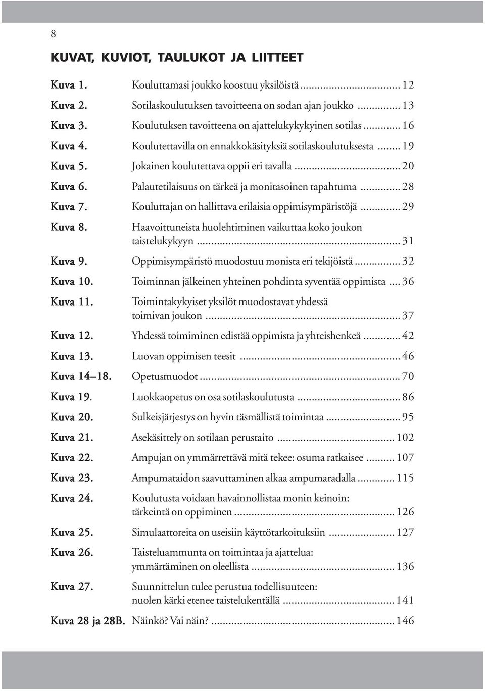 Palautetilaisuus on tärkeä ja monitasoinen tapahtuma... 28 Kuva 7. Kouluttajan on hallittava erilaisia oppimisympäristöjä... 29 Kuva 8.