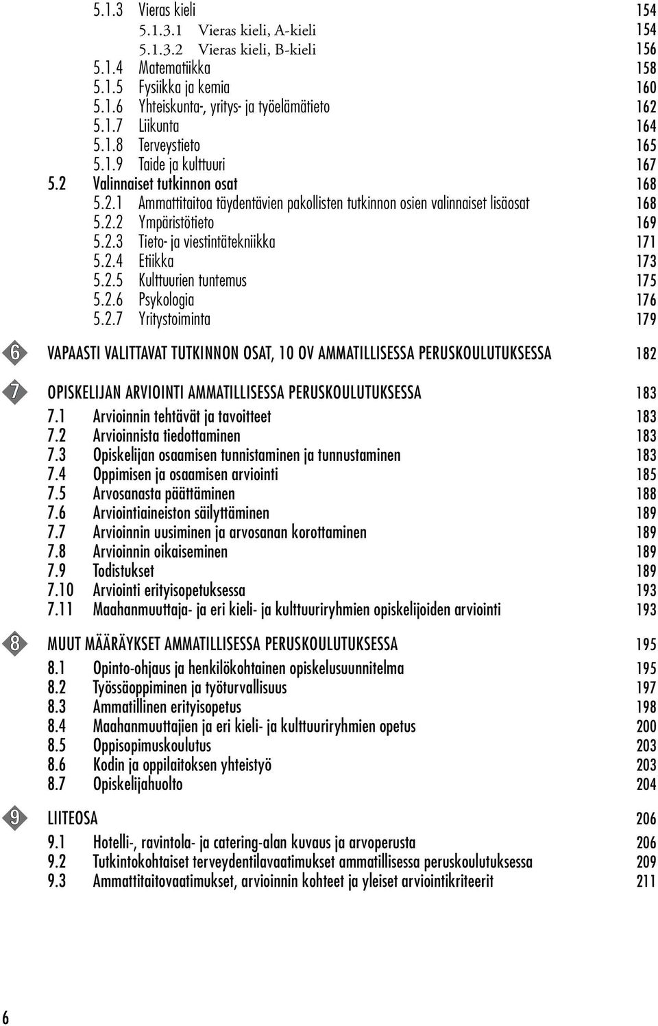 2.4 Etiikka 173 5.2.5 Kulttuurien tuntemus 175 5.2.6 Psykologia 176 5.2.7 Yritystoiminta 179 6 VAPAASTI VALITTAVAT TUTKINNON OSAT, 10 OV AMMATILLISESSA PERUSKOULUTUKSESSA 182 7 OPISKELIJAN ARVIOINTI AMMATILLISESSA PERUSKOULUTUKSESSA 183 7.