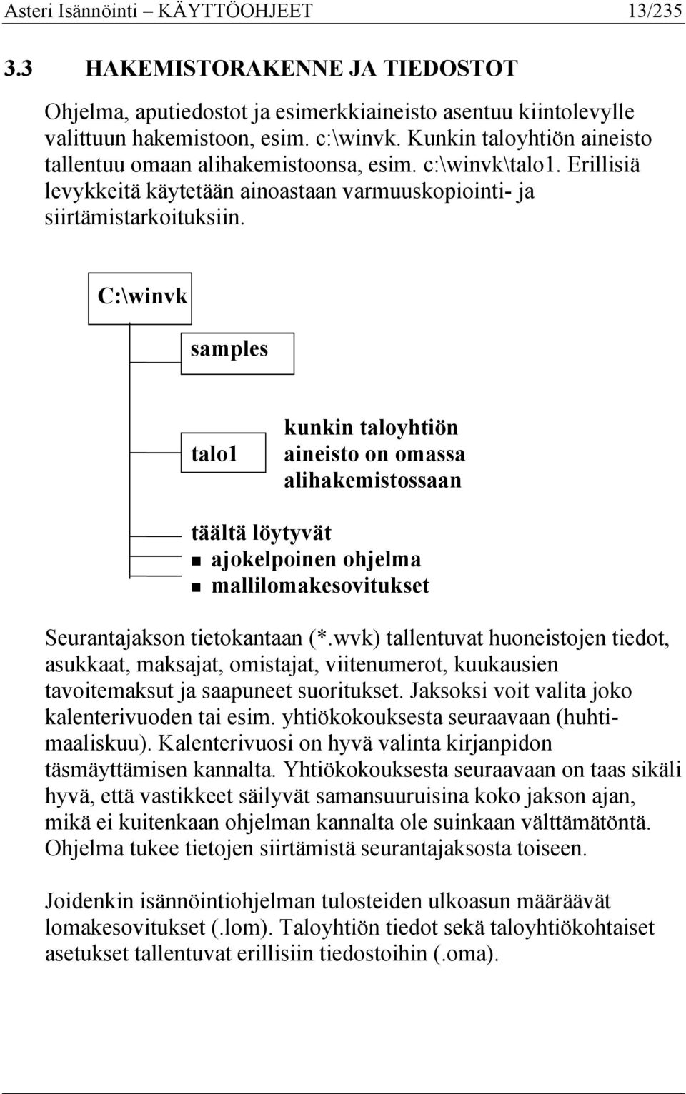 C:\winvk samples talo1 kunkin taloyhtiön aineisto on omassa alihakemistossaan täältä löytyvät ajokelpoinen ohjelma mallilomakesovitukset Seurantajakson tietokantaan (*.
