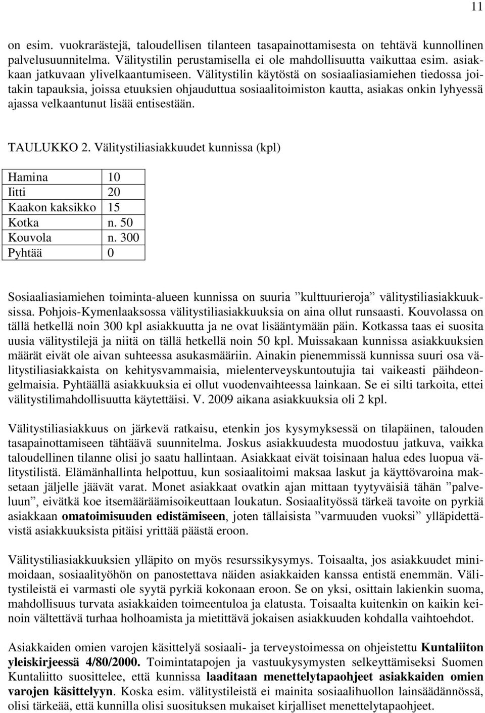 Välitystilin käytöstä on sosiaaliasiamiehen tiedossa joitakin tapauksia, joissa etuuksien ohjauduttua sosiaalitoimiston kautta, asiakas onkin lyhyessä ajassa velkaantunut lisää entisestään.