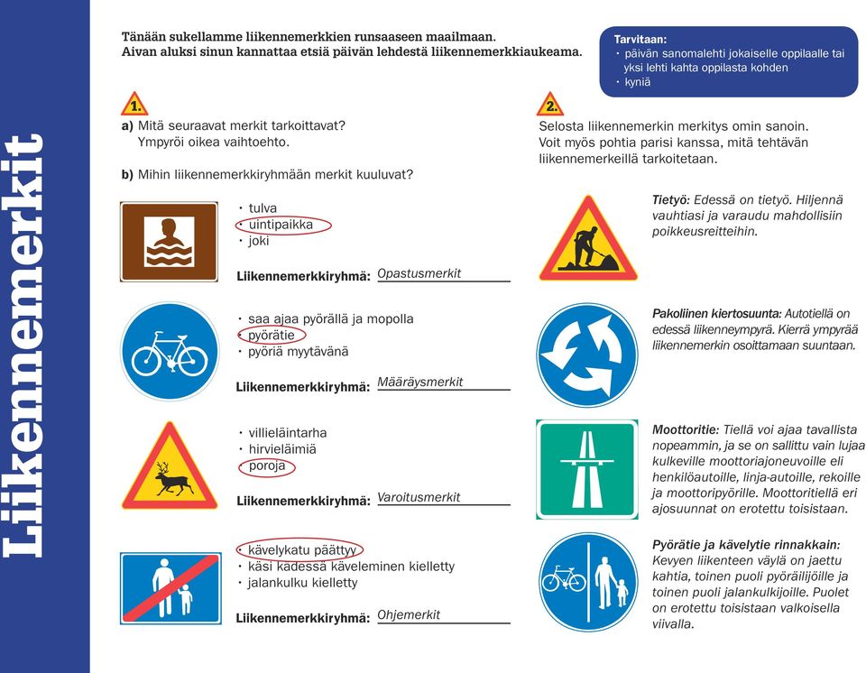 b) Mihin liikennemerkkiryhmään merkit kuuluvat?