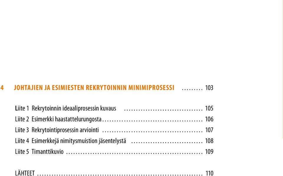 haastattelurungosta 106 Liite 3 Rekrytointiprosessin arviointi 107