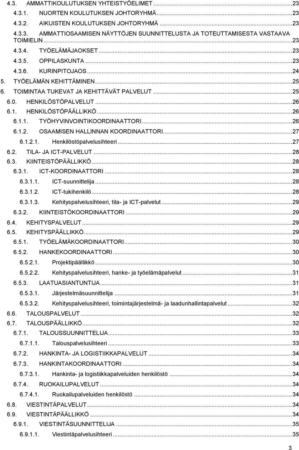 1. HENKILÖSTÖPÄÄLLIKKÖ... 26 6.1.1. TYÖHYVINVOINTIKOORDINAATTORI... 26 6.1.2. OSAAMISEN HALLINNAN KOORDINAATTORI... 27 6.1.2.1. Henkilöstöpalvelusihteeri... 27 6.2. TILA- JA ICT-PALVELUT... 28 6.3.