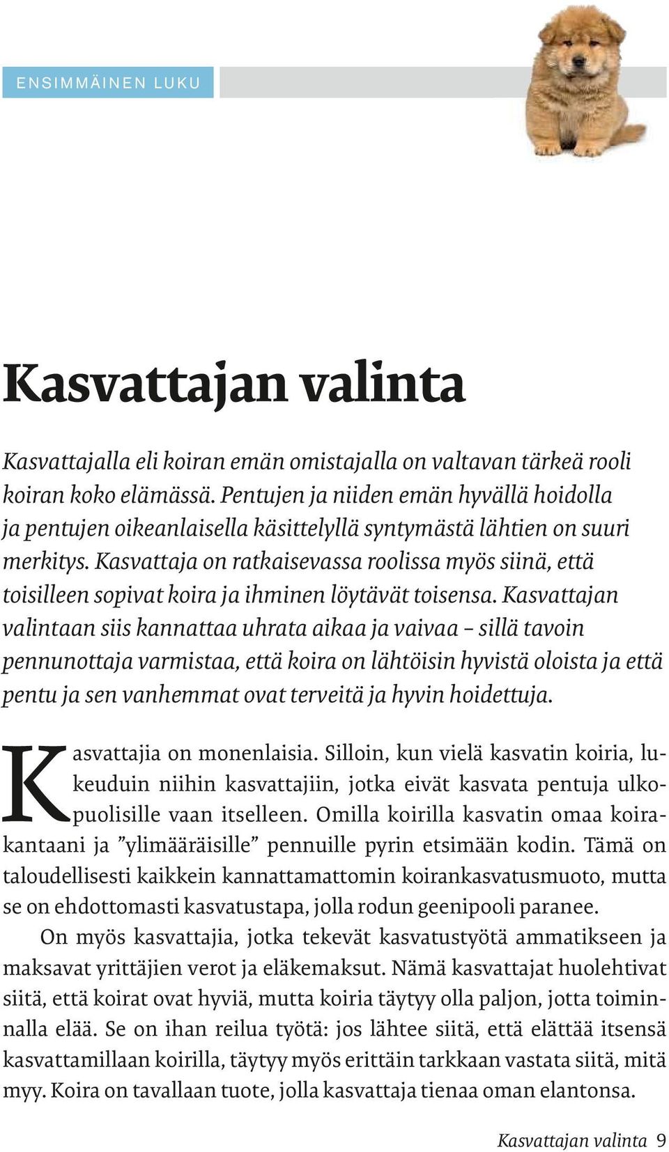 Kasvattaja on ratkaisevassa roolissa myös siinä, että toisilleen sopivat koira ja ihminen löytävät toisensa.