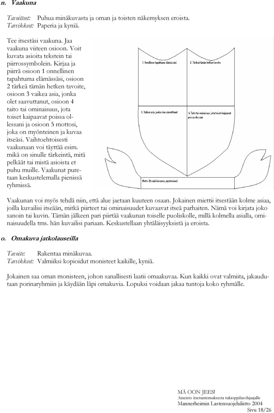 Kirjaa ja piirrä osioon 1 onnellinen tapahtuma elämässäsi, osioon 2 tärkeä tämän hetken tavoite, osioon 3 vaikea asia, jonka olet saavuttanut, osioon 4 taito tai ominaisuus, jota toiset kaipaavat