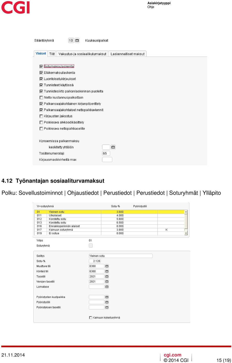 Sovellustoiminnot Ohjaustiedot