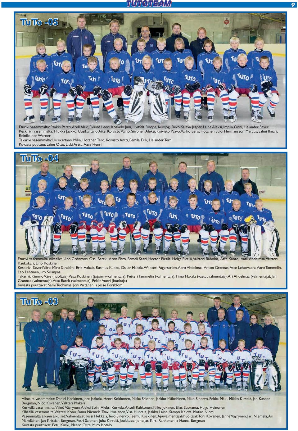 Hotanen Tero, Koivisto Antti, Eemilä Erik, Helander Terhi Kuvasta puuttuu: Laine Otto, Liski Arttu, Aava Henri TuTo -04 Eturivi vasemmalta oikealle: Nico Grönroos, Ossi Barck, Aron Ehro, Eemeli