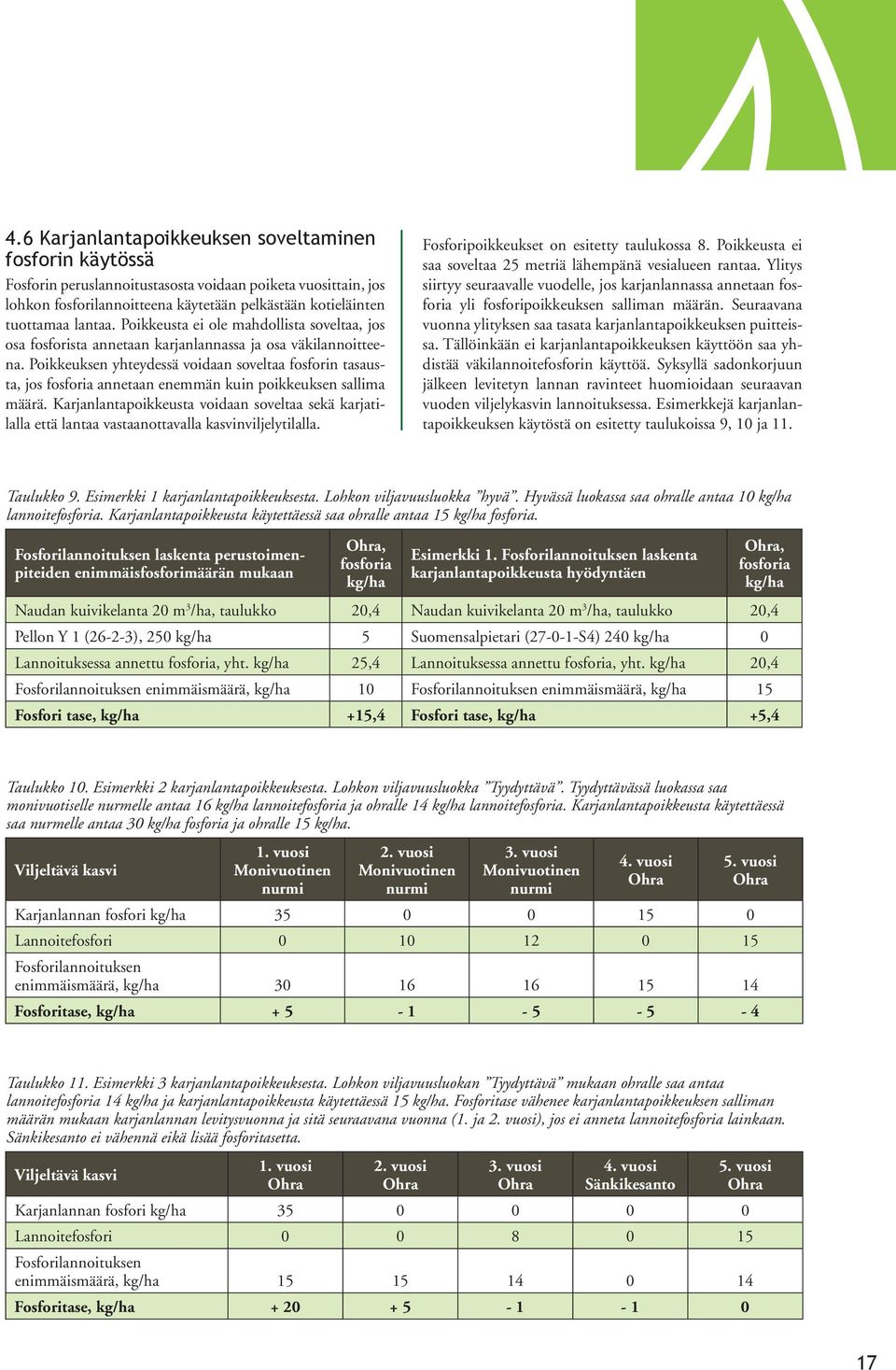 Poikkeuksen yhteydessä voidaan soveltaa fosforin tasausta, jos fosforia annetaan enemmän kuin poikkeuksen sallima määrä.