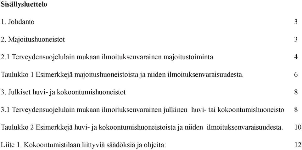 ilmoituksenvaraisuudesta. 6 3. Julkiset huvi- ja kokoontumishuoneistot 8 3.