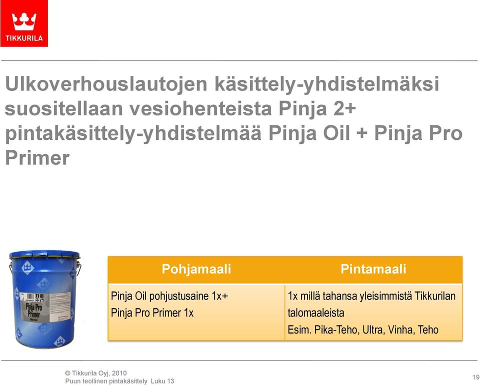 Pohjamaali Pinja Oil pohjustusaine 1x+ Pinja Pro Primer 1x Pintamaali 1x