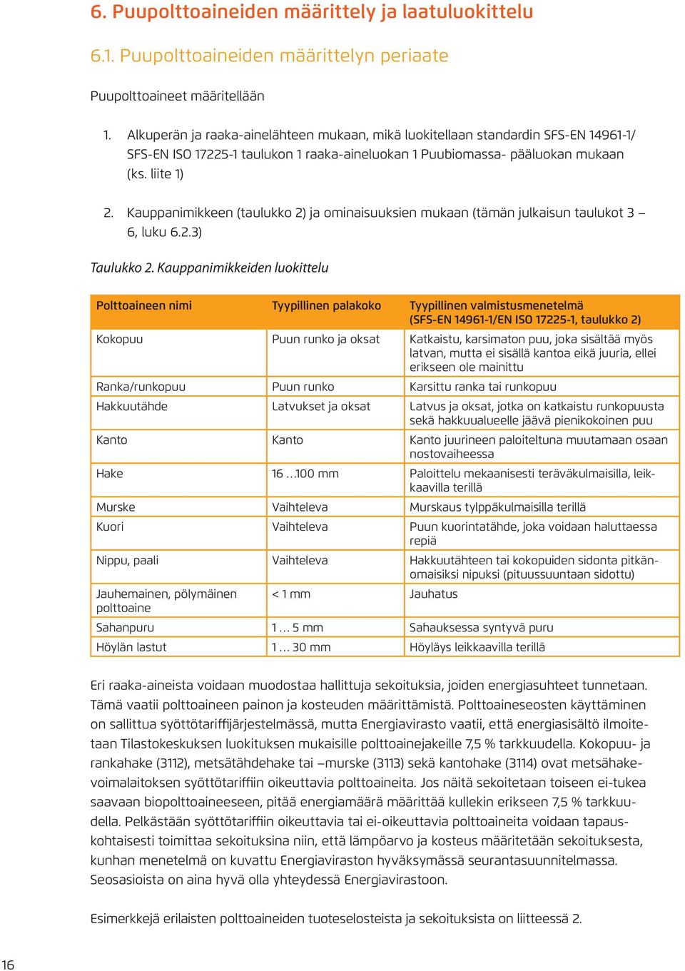 Kauppanimikkeen (taulukko 2) ja ominaisuuksien mukaan (tämän julkaisun taulukot 3 6, luku 6.2.3) Taulukko 2.