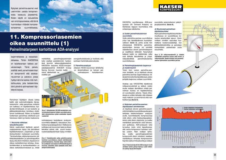 Kompressoriasemien oikea suunnittelu () Paineilmatarpeen kartoittava ADA-analyysi laajennettaessa ja nykyaikaistettaessa. Tähän illä on tarjottavanaan kattava palvelukonsepti.