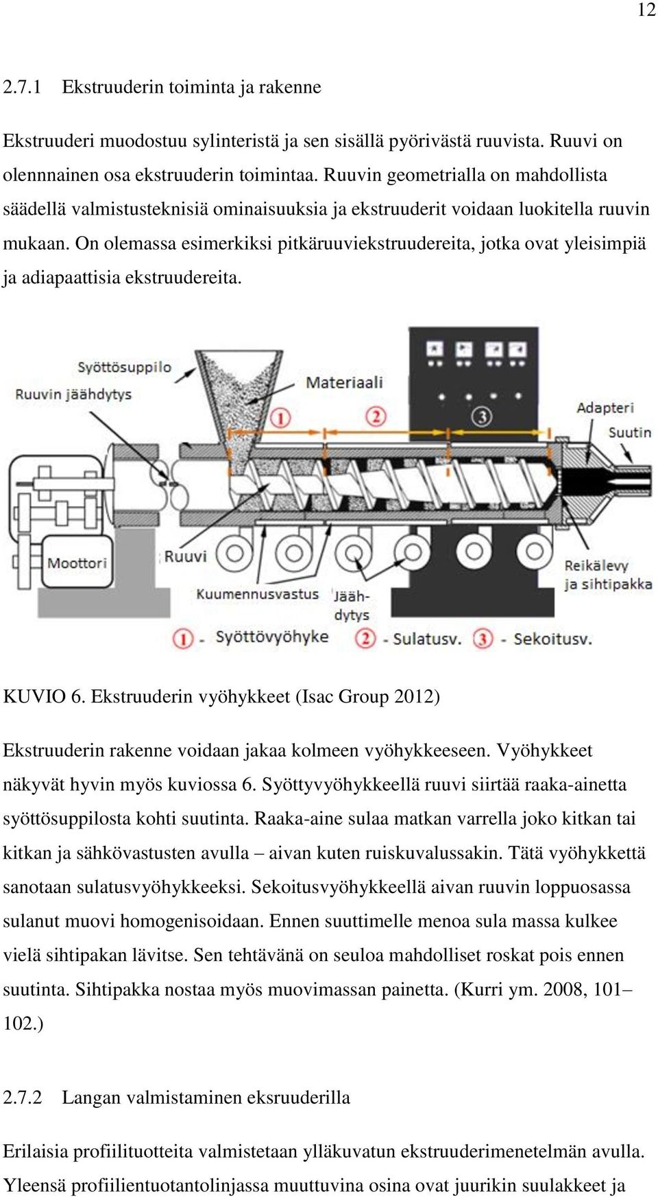 On olemassa esimerkiksi pitkäruuviekstruudereita, jotka ovat yleisimpiä ja adiapaattisia ekstruudereita. KUVIO 6.