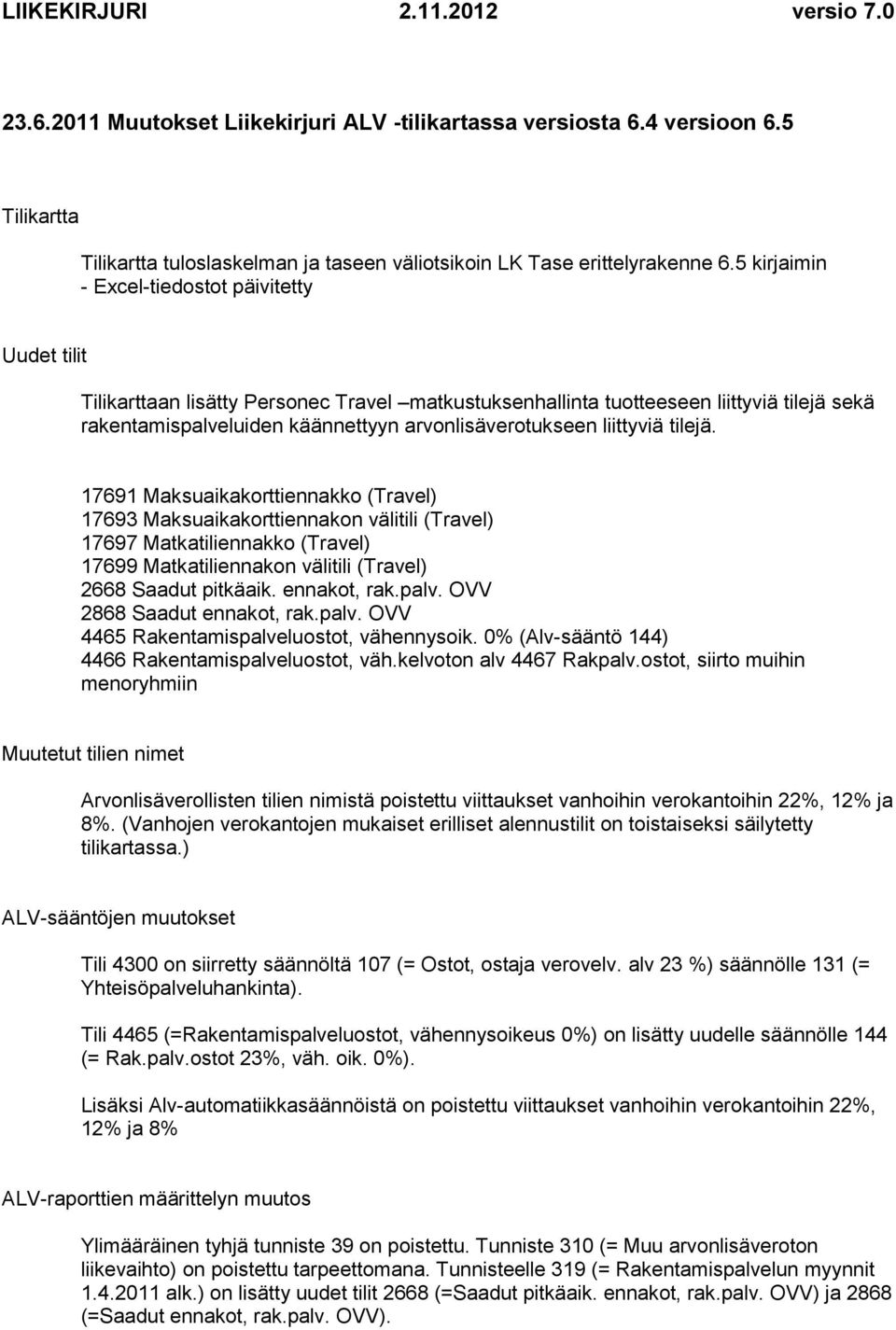 liittyviä tilejä. 17691 Maksuaikakorttiennakko (Travel) 17693 Maksuaikakorttiennakon välitili (Travel) 17697 Matkatiliennakko (Travel) 17699 Matkatiliennakon välitili (Travel) 2668 Saadut pitkäaik.