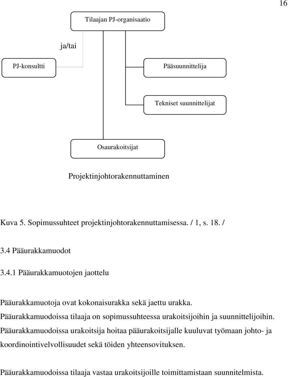 Pääurakkamuodoissa tilaaja on sopimussuhteessa urakoitsijoihin ja suunnittelijoihin.