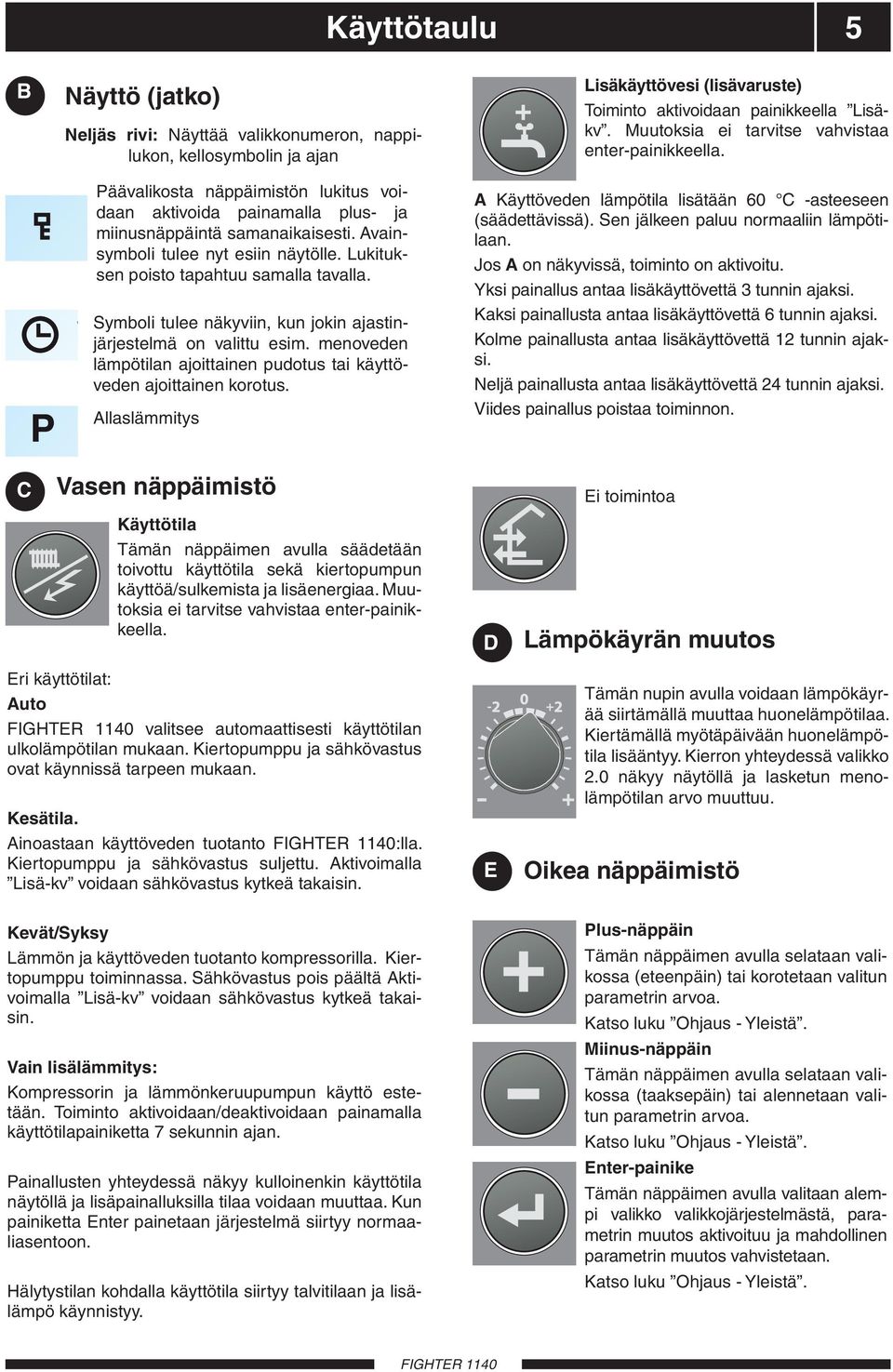 menoveden lämpötilan ajoittainen pudotus tai käyttöveden ajoittainen korotus. Allaslämmitys Lisäkäyttövesi (lisävaruste) Toiminto aktivoidaan painikkeella Lisäkv.