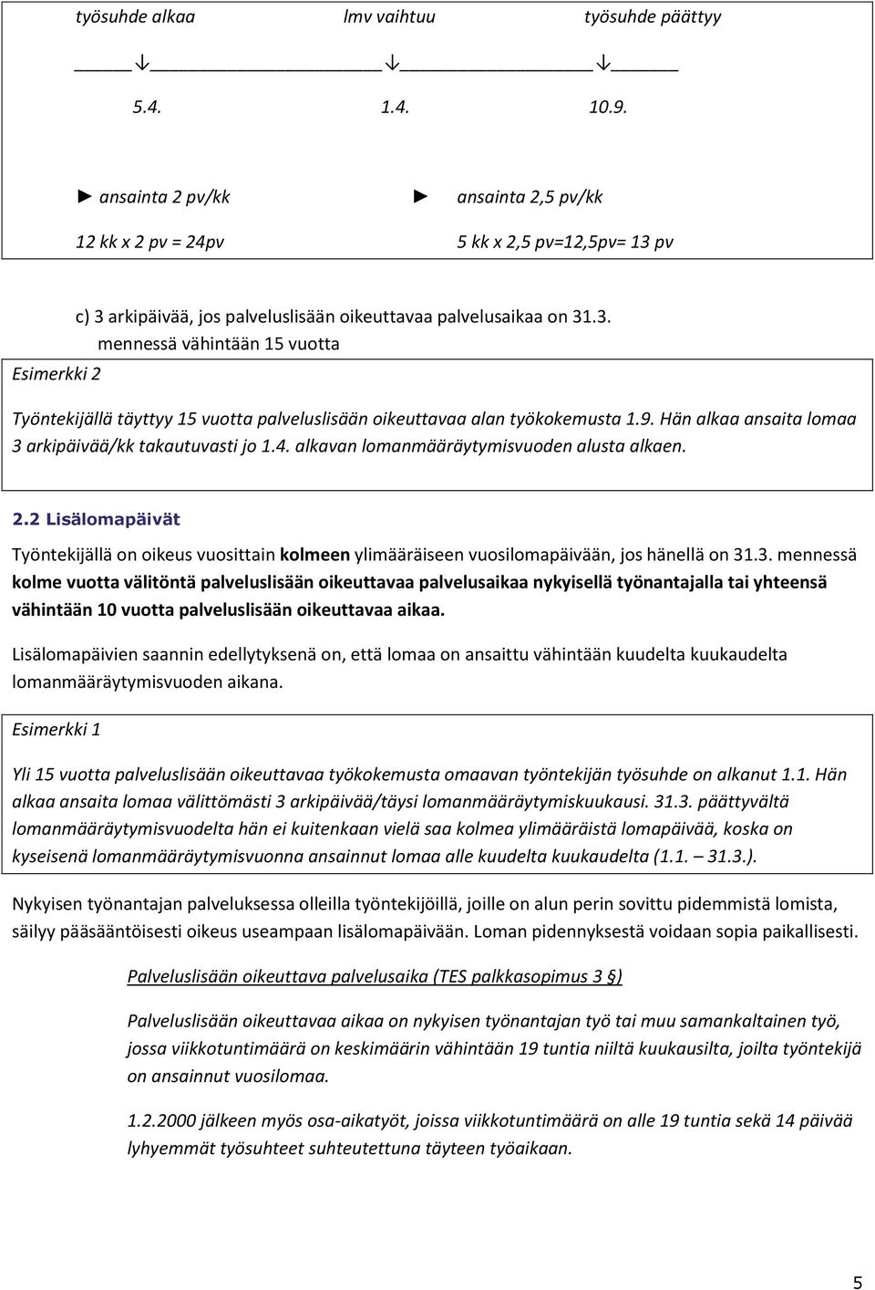 9. Hän alkaa ansaita lomaa 3 arkipäivää/kk takautuvasti jo 1.4. alkavan lomanmääräytymisvuoden alusta alkaen. 2.