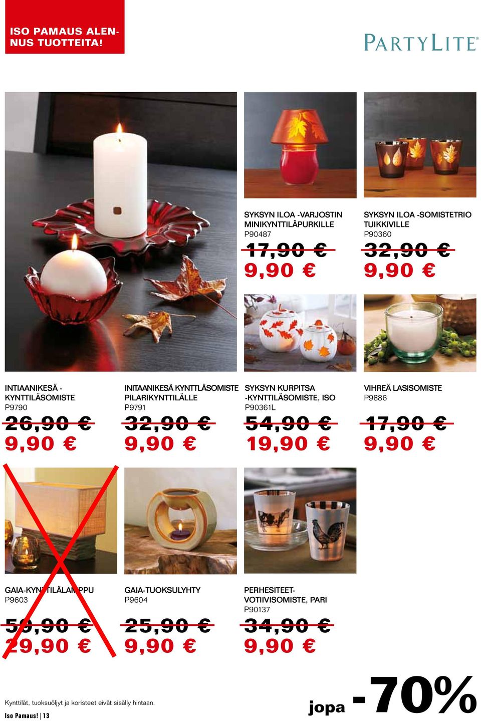 32,90 Syksyn kurpitsa -kynttiläsomiste, iso P90361L 5 1 Vihreä lasisomiste P9886 17,90