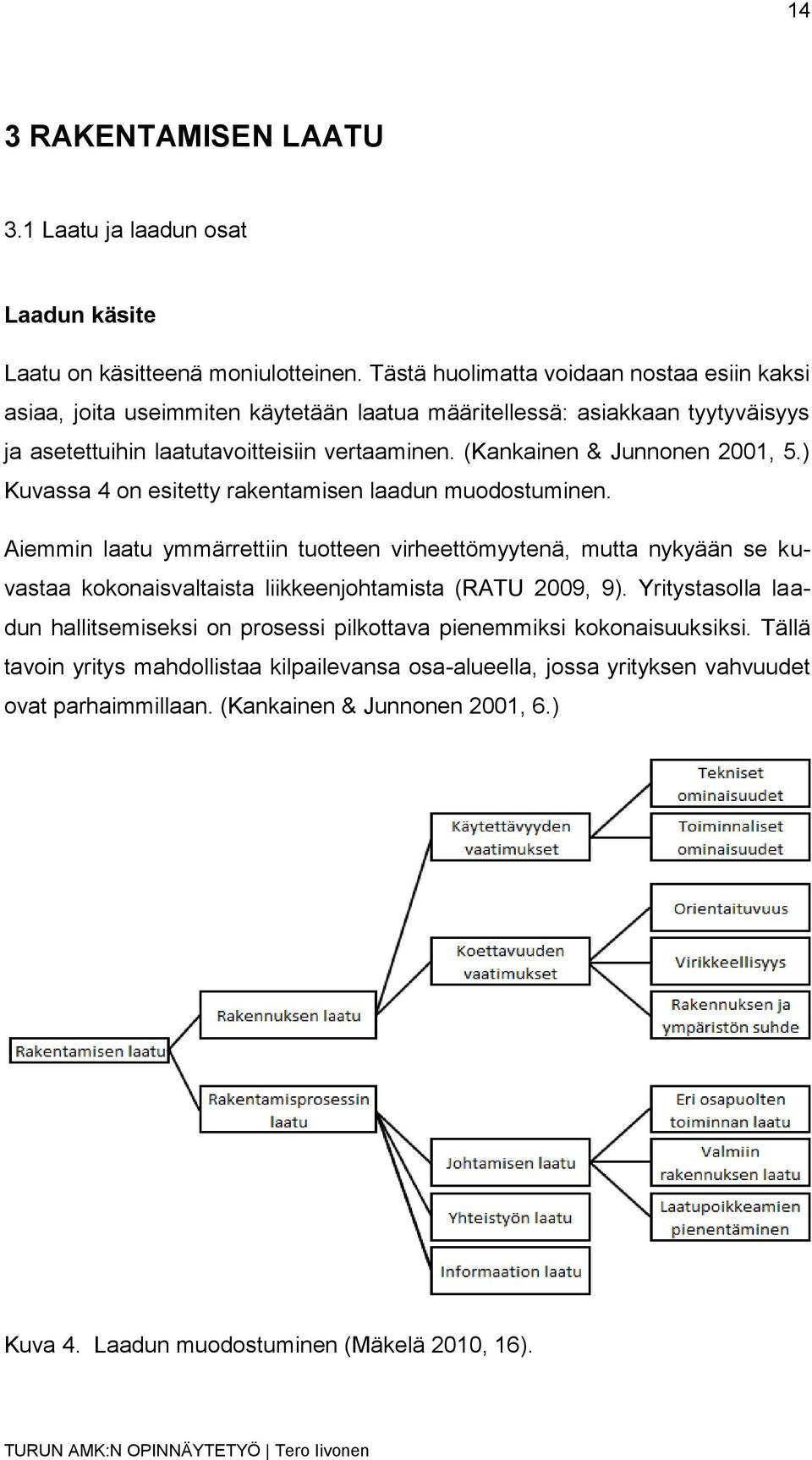 (Kankainen & Junnonen 2001, 5.) Kuvassa 4 on esitetty rakentamisen laadun muodostuminen.