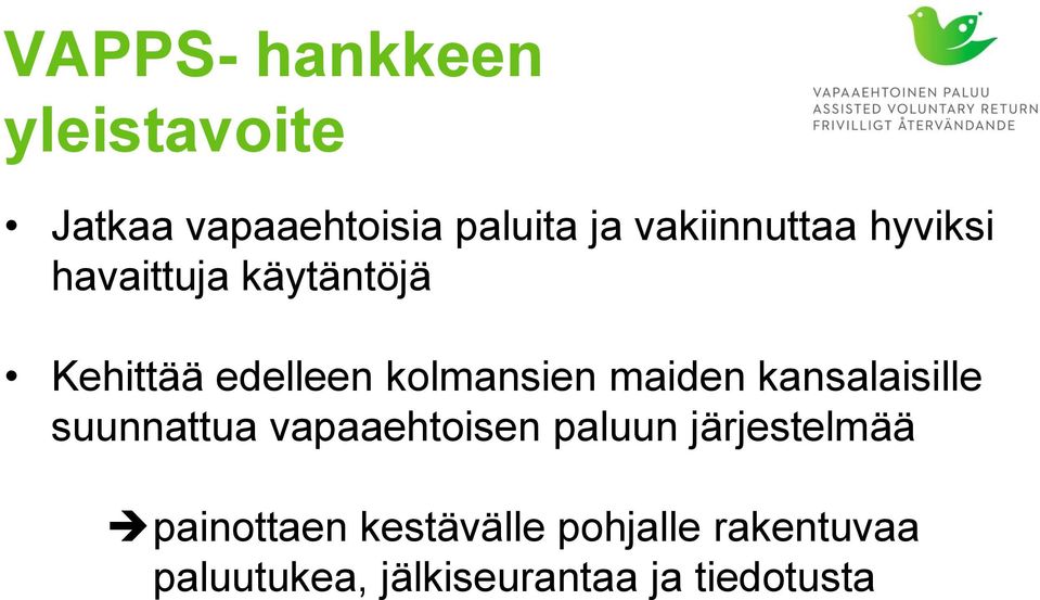 kolmansien maiden kansalaisille suunnattua vapaaehtoisen paluun