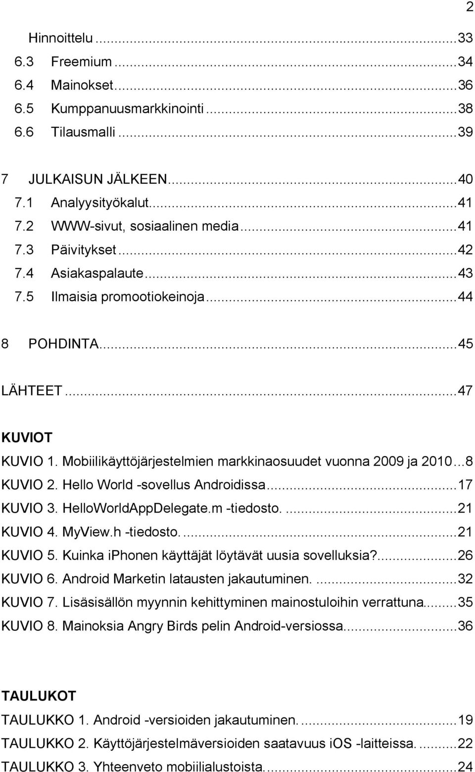 .. 8 KUVIO 2. Hello World -sovellus Androidissa... 17 KUVIO 3. HelloWorldAppDelegate.m -tiedosto.... 21 KUVIO 4. MyView.h -tiedosto... 21 KUVIO 5. Kuinka iphonen käyttäjät löytävät uusia sovelluksia?