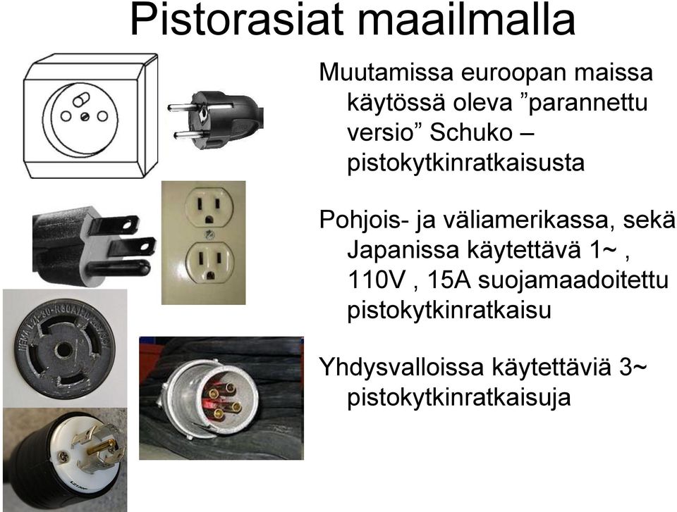 väliamerikassa, sekä Japanissa käytettävä 1~, 110V, 15A