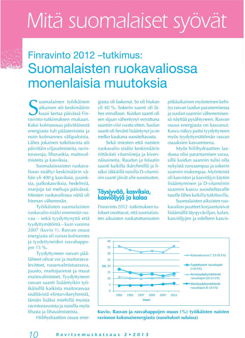 Lähes jokainen tutkittavista söi päivittäin viljavalmisteita, ravintorasvoja, liharuokia, maitovalmisteita ja kasviksia.