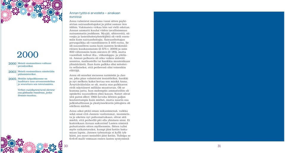 Annan työtä ei arvosteta ainakaan euroissa Anna valmistui muutama vuosi sitten psykiatrian sairaanhoitajaksi ja pääsi saman tien töihin. Vakinaista virkaa hän sai vielä odottaa.