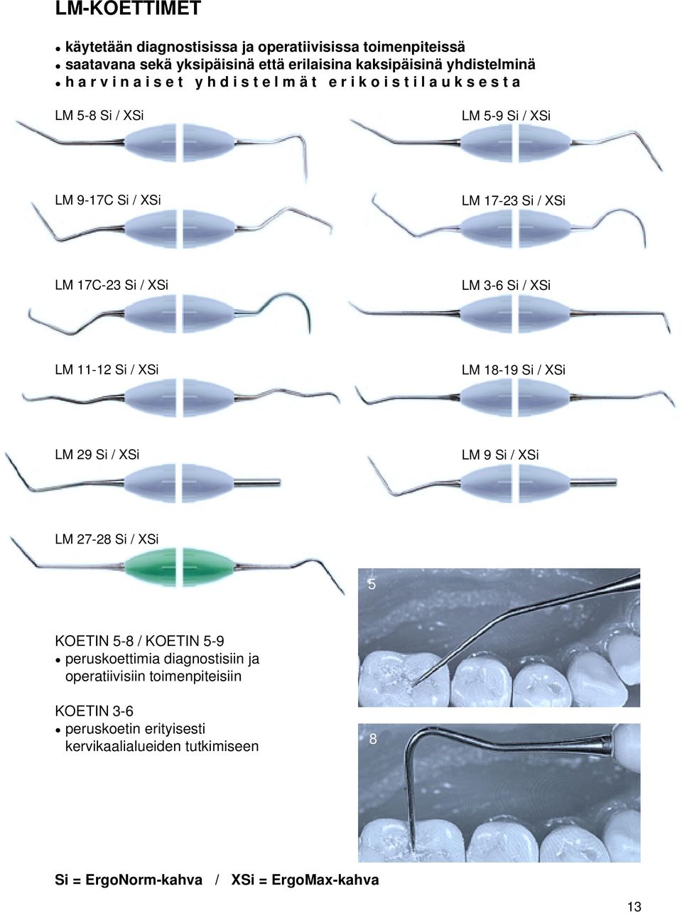 / XSi LM 3-6 Si / XSi LM 11-12 Si / XSi LM 18-19 Si / XSi LM 29 Si / XSi LM 9 Si / XSi LM 27-28 Si / XSi 5 KOETIN 5-8 / KOETIN 5-9 peruskoettimia